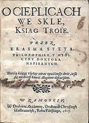 Strona tytułowa dzieła dr. Erazma Syksta z 1617 r.