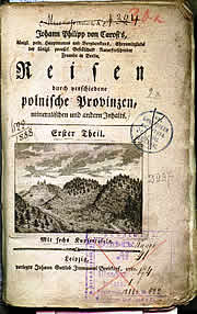 Strona tytułowa pierwszego tomu pracy J. F. Carosiego „Reisen…” z 1781 r.