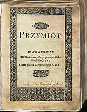 Strona tytułowa dzieła dr. W. Oczki „Przymiot“ z roku 1581