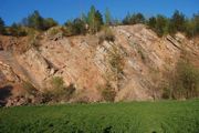 Widok ściany kamieniołomu dolomitów dewońskich w Dołach Opacich